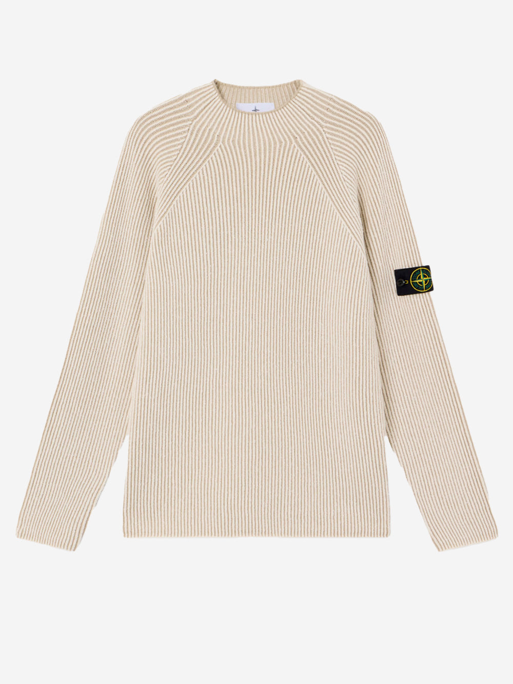 STONE ISLAND Maglione collo a lupetto avorio con costine vanisé e badge Panna Urbanstaroma