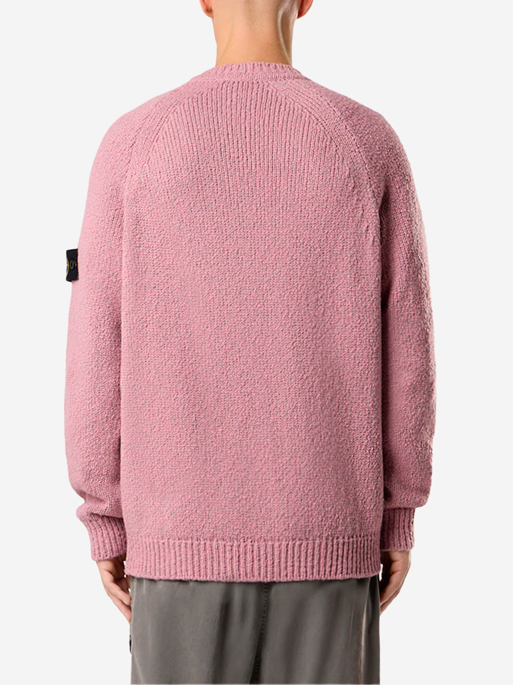 STONE ISLAND Maglione girocollo melange rosa in misto lana mouliné e badge Compass Rosa Urbanstaroma