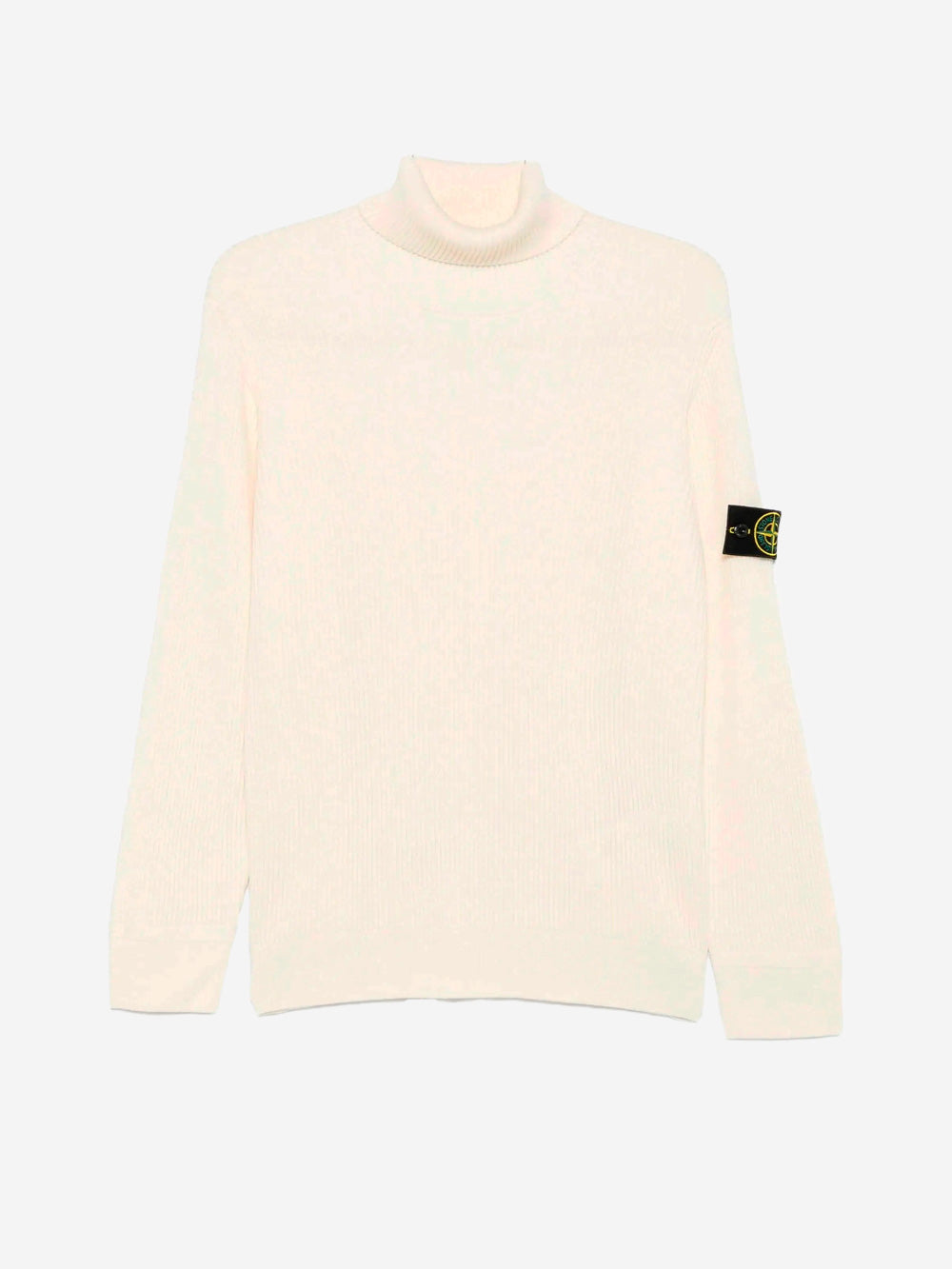 STONE ISLAND Maglione dolcevita a coste con badge Compass Panna Urbanstaroma