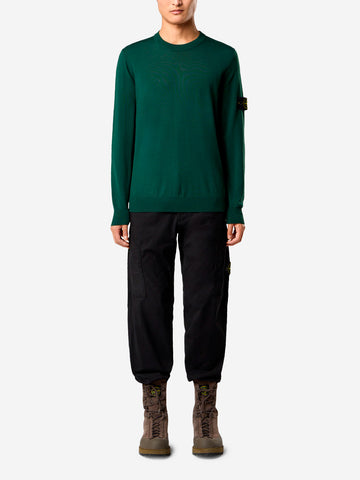 STONE ISLAND Maglione girocollo con impunture a rilievo Verde