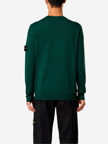 STONE ISLAND Maglione girocollo con impunture a rilievo Verde