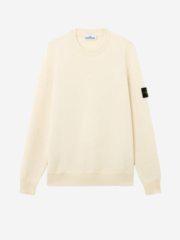 STONE ISLAND Maglione girocollo con dettagli a punto rovescio avorio