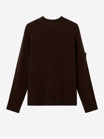 STONE ISLAND Maglione marrone in lana con collo a lupetto 'Ghost' Marrone scuro