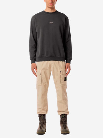 STONE ISLAND Felpa grigia girocollo oversize con stampa 'Industrial Four' Grigio scuro