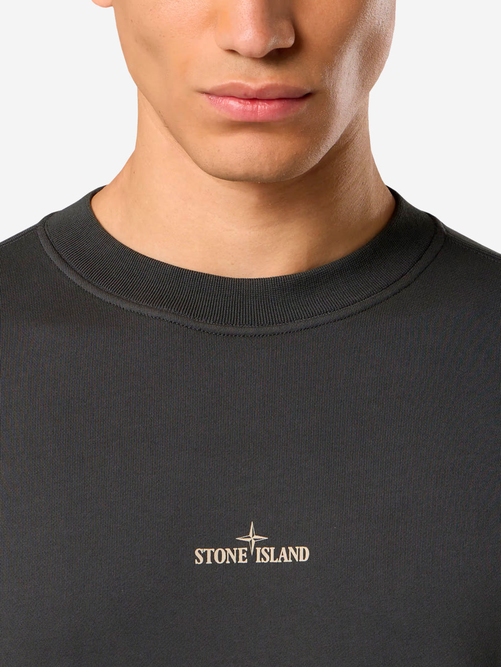 STONE ISLAND Felpa grigia girocollo oversize con stampa 'Industrial Four' Grigio scuro Urbanstaroma