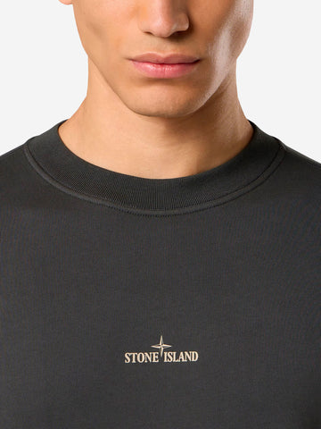 STONE ISLAND Felpa grigia girocollo oversize con stampa 'Industrial Four' Grigio scuro