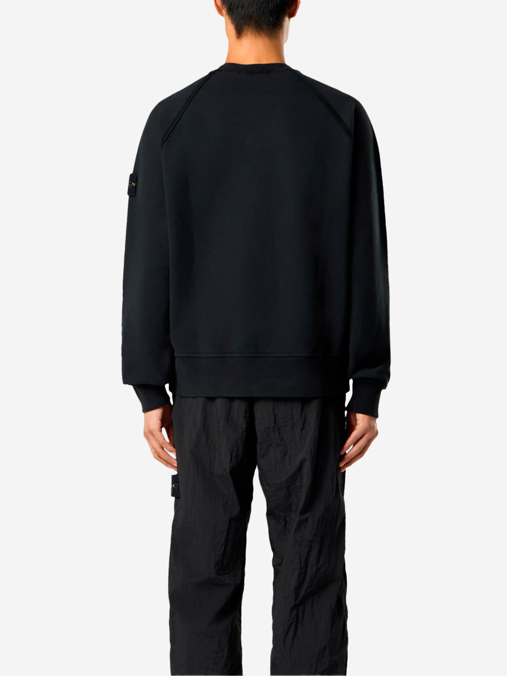 STONE ISLAND Felpa girocollo oversize nera con maniche raglan Nero Urbanstaroma