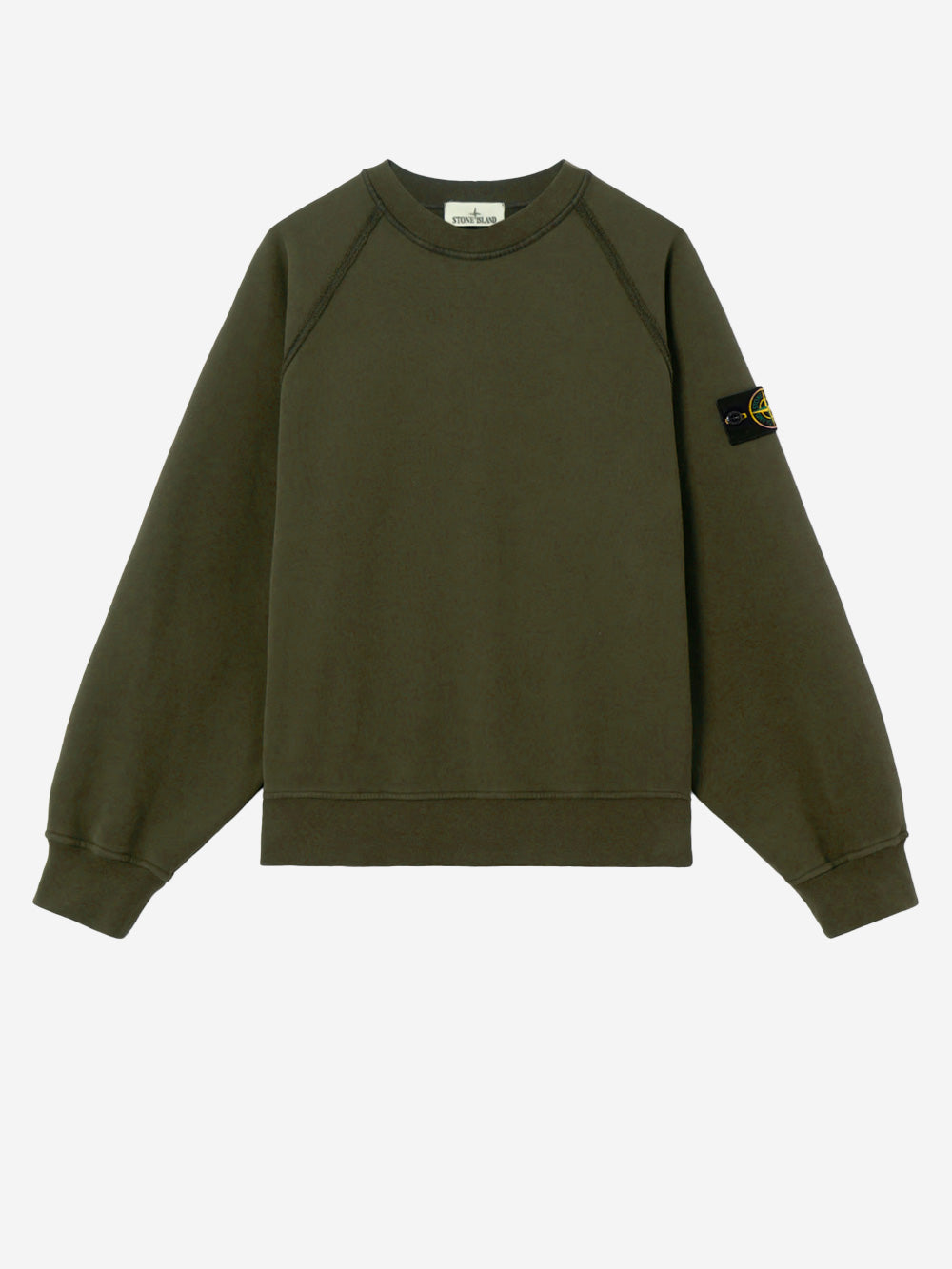 STONE ISLAND Felpa girocollo oversize verde con maniche raglan Verde Urbanstaroma