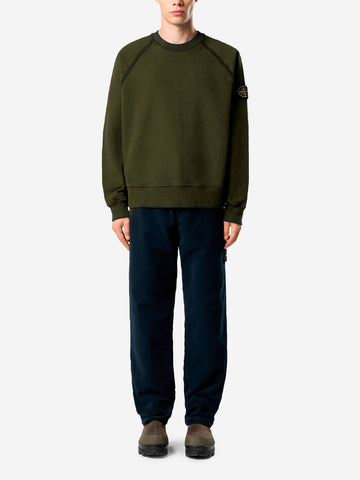 STONE ISLAND Felpa girocollo oversize verde con maniche raglan Verde