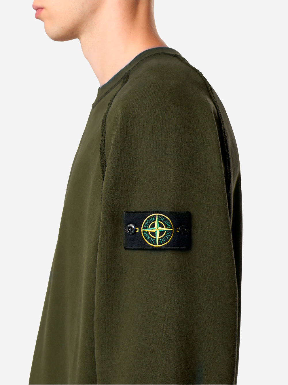 STONE ISLAND Felpa girocollo oversize verde con maniche raglan Verde Urbanstaroma