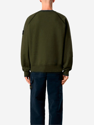 STONE ISLAND Felpa girocollo oversize verde con maniche raglan Verde
