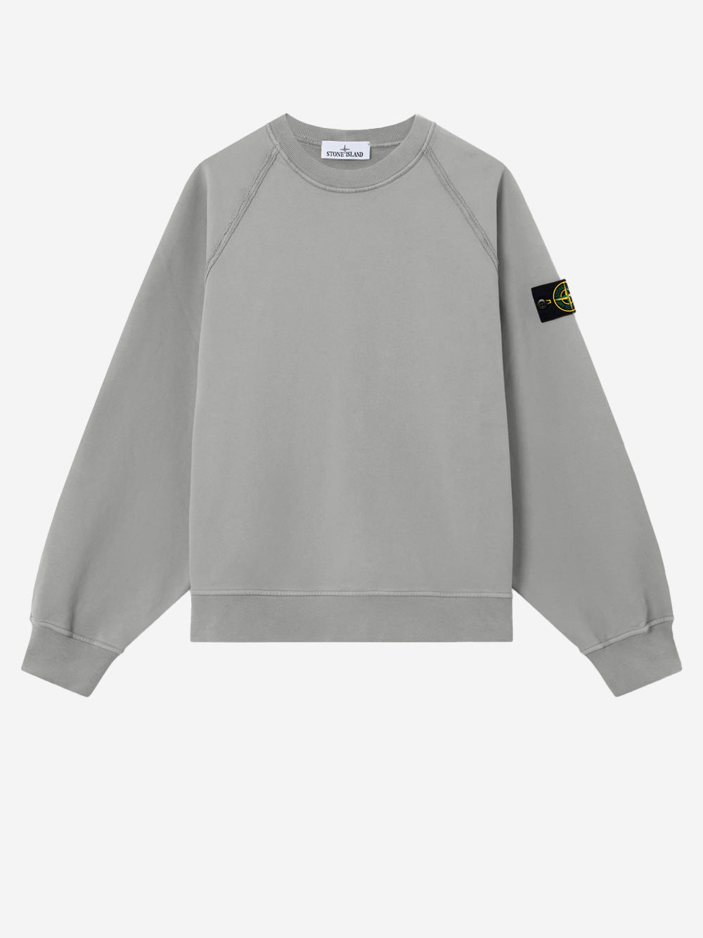 STONE ISLAND Felpa girocollo oversize grigia con maniche raglan Grigio Urbanstaroma