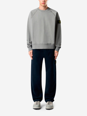 STONE ISLAND Felpa girocollo oversize grigia con maniche raglan Grigio