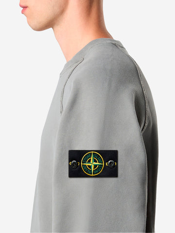 STONE ISLAND Felpa girocollo oversize grigia con maniche raglan Grigio