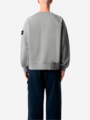 STONE ISLAND Felpa girocollo oversize grigia con maniche raglan Grigio
