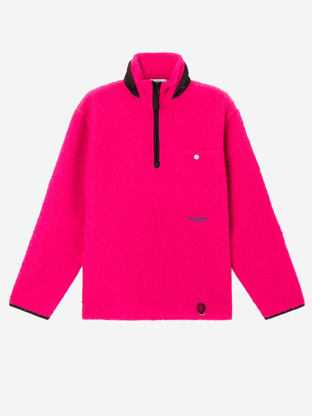 STONE ISLAND Felpa oversize in lana con zip corta e cappuccio a scomparsa 'Marina' Fucsia Urbanstaroma