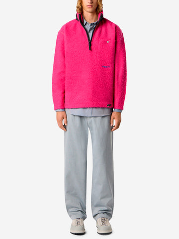 STONE ISLAND Felpa oversize in lana con zip corta e cappuccio a scomparsa 'Marina' Fucsia