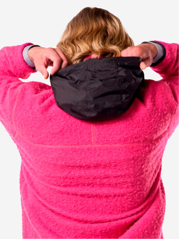 STONE ISLAND Felpa oversize in lana con zip corta e cappuccio a scomparsa 'Marina' Fucsia