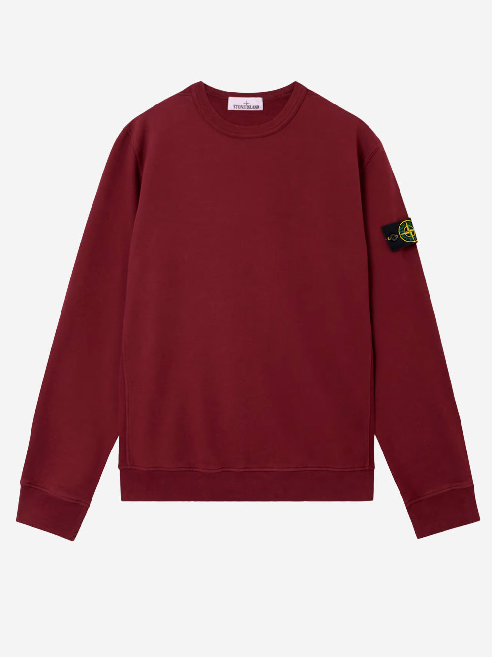 STONE ISLAND Felpa girocollo bordeaux a costine con badge Bordeaux Urbanstaroma