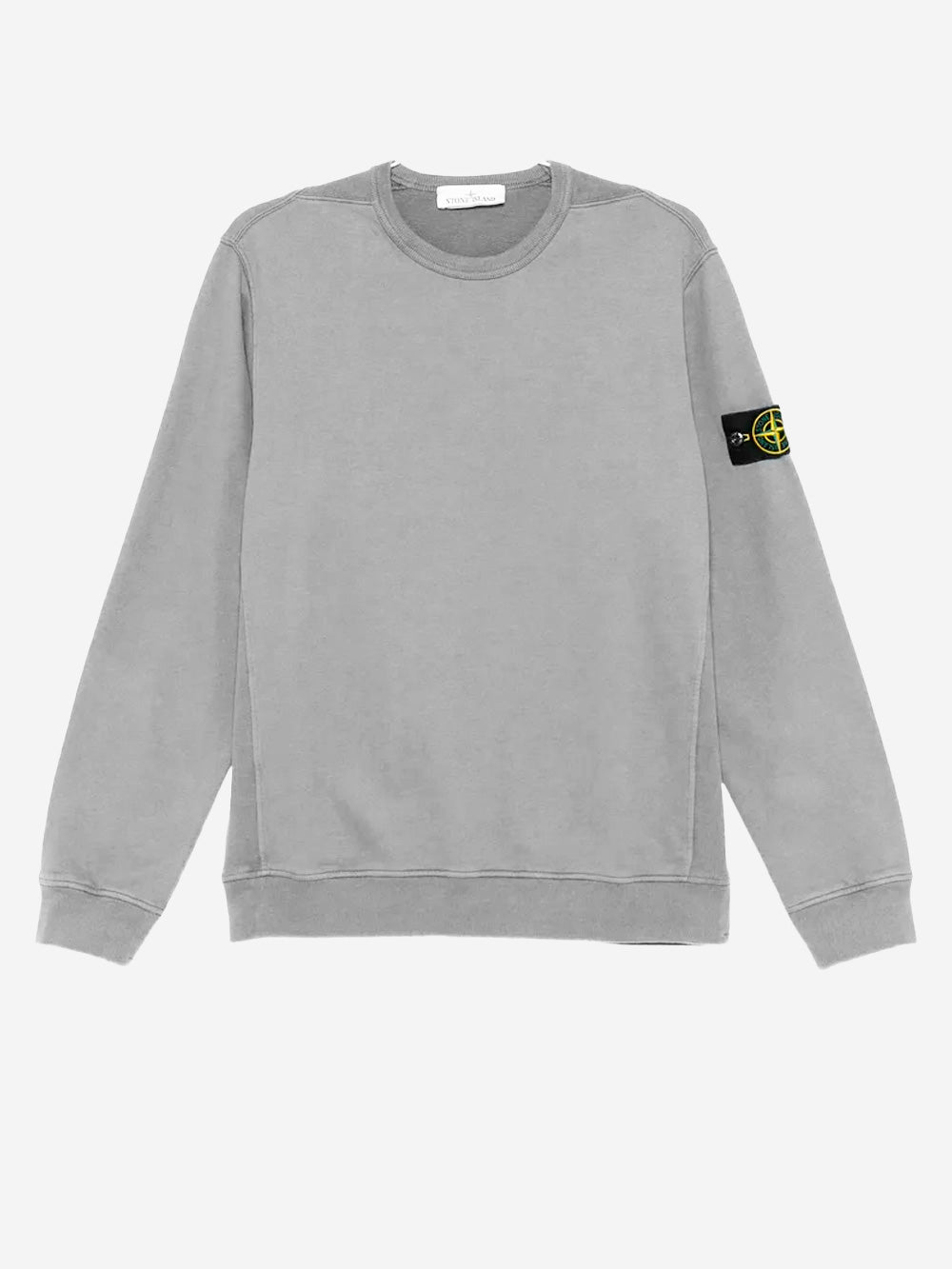 STONE ISLAND Felpa girocollo grigio a costine con badge Grigio Urbanstaroma