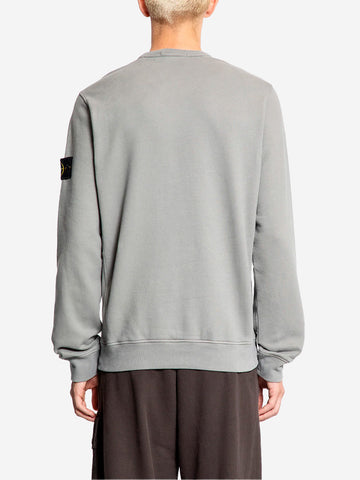 STONE ISLAND Felpa girocollo grigio a costine con badge Grigio