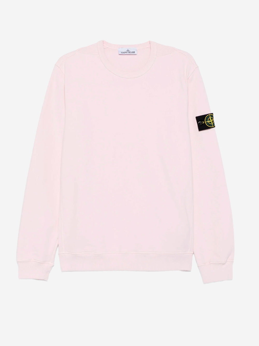 STONE ISLAND Felpa girocollo rosa a costine con badge Rosa Urbanstaroma