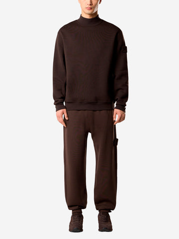 STONE ISLAND Felpa con collo a lupetto in lana e cotone marrone 'Ghost' Marrone scuro