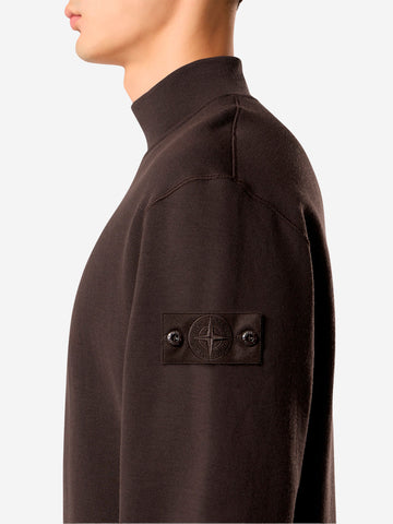 STONE ISLAND Felpa con collo a lupetto in lana e cotone marrone 'Ghost' Marrone scuro