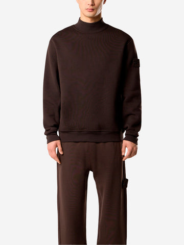 STONE ISLAND Felpa con collo a lupetto in lana e cotone marrone 'Ghost' Marrone scuro