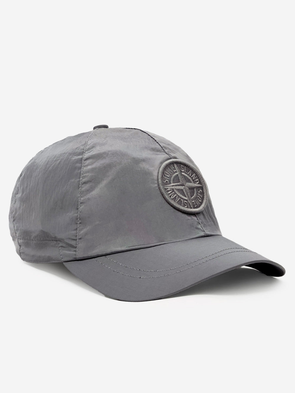 STONE ISLAND Cappellino in nylon iridescente con ricamo Compass Grigio Urbanstaroma