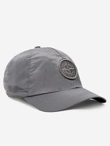 STONE ISLAND Cappellino in nylon iridescente con ricamo Compass Grigio