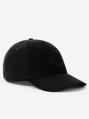 STONE ISLAND Cappellino con ricamo Compass e cursore regolabile Nero