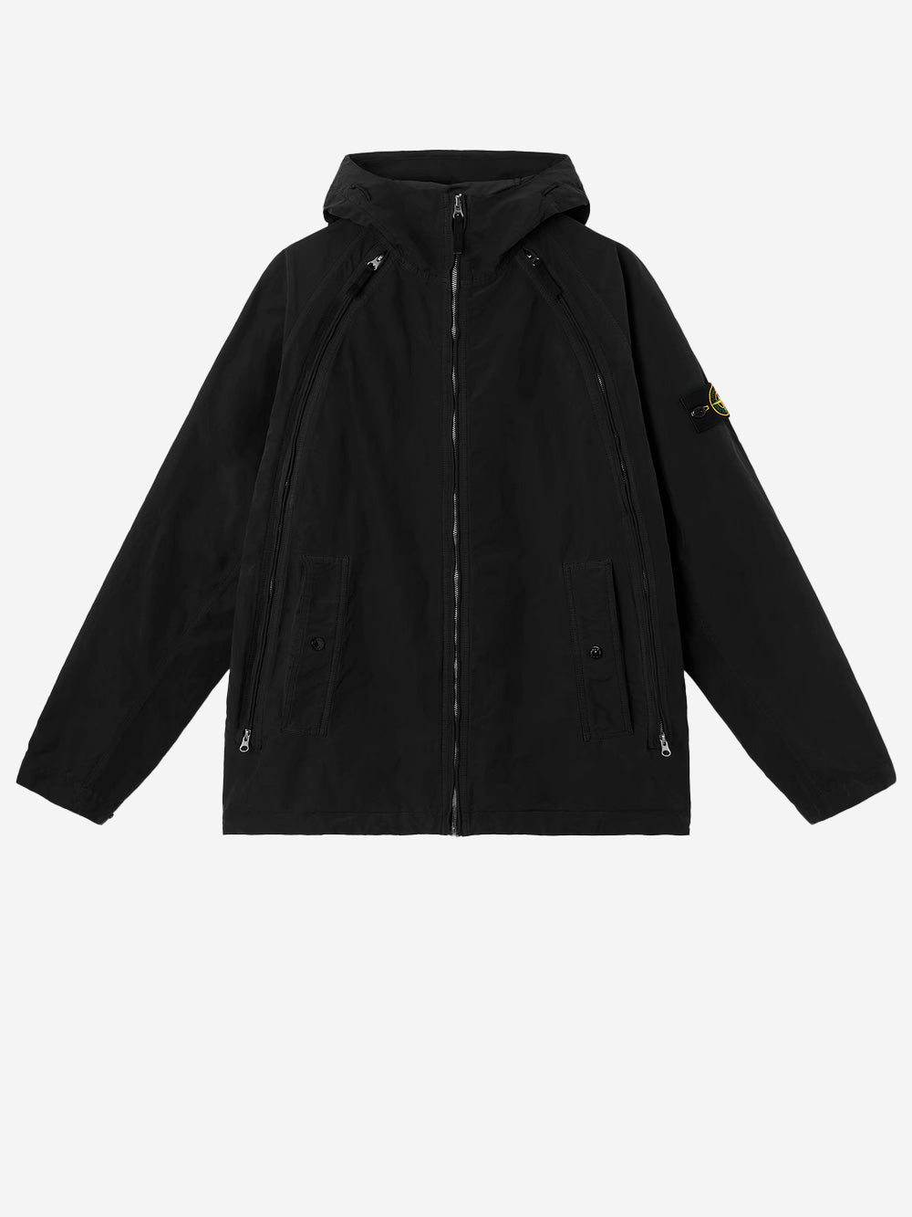 STONE ISLAND Giacca leggera nera 'David' con cappuccio e antigoccia Nero Urbanstaroma