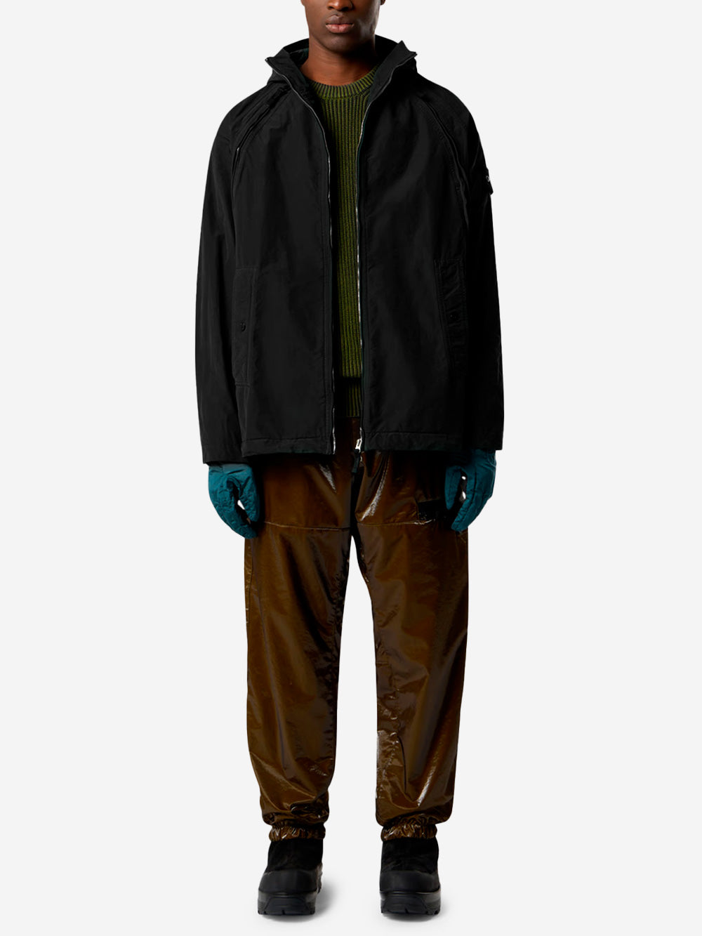 STONE ISLAND Giacca leggera nera 'David' con cappuccio e antigoccia Nero Urbanstaroma