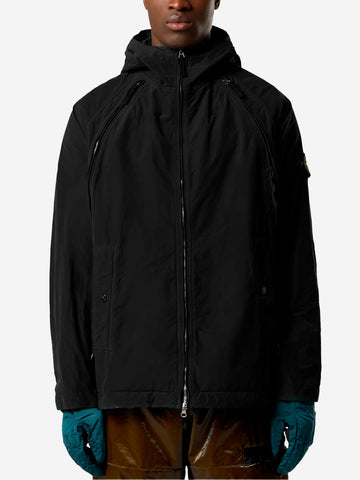 STONE ISLAND Giacca leggera nera 'David' con cappuccio e antigoccia Nero