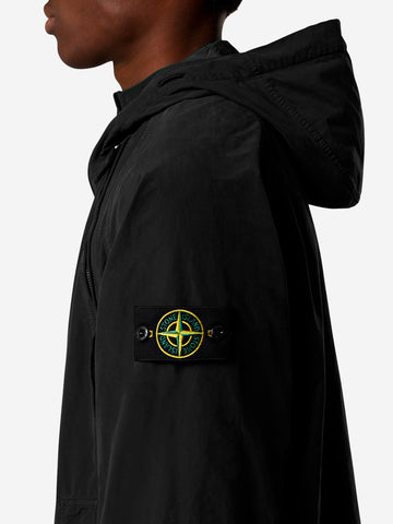 STONE ISLAND Giacca leggera nera 'David' con cappuccio e antigoccia Nero
