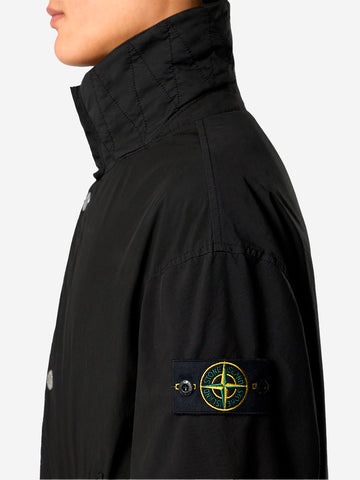 STONE ISLAND Coach jacket con antigoccia e tasche con automatici Nero