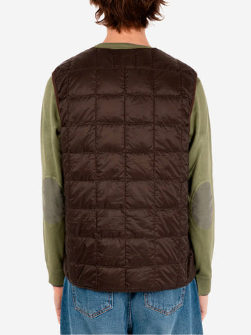 TAION Gilet marrone imbottito in piuma con scollo a V Marrone
