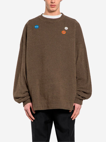 Extra groot fleece sweatshirt met structuur en geborduurde badges