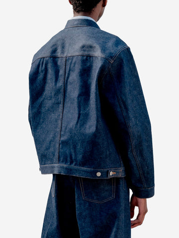 UNIFORM EXPERIMENT Giacca Trucker in denim rigido Indigo