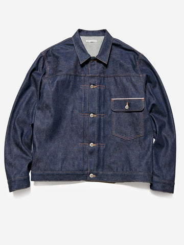 UNIFORM EXPERIMENT Giacca Trucker in denim rigido Indigo