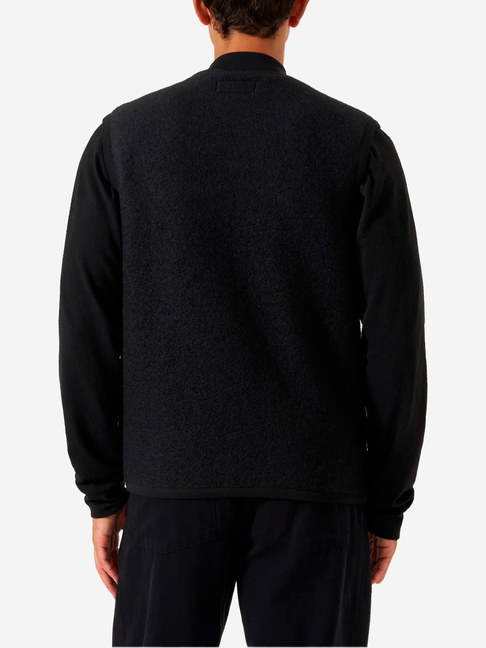 UNIVERSAL WORKS Gilet nero in fleece di lana con zip Nero Urbanstaroma