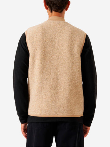 UNIVERSAL WORKS Gilet beige in fleece di lana con zip Beige