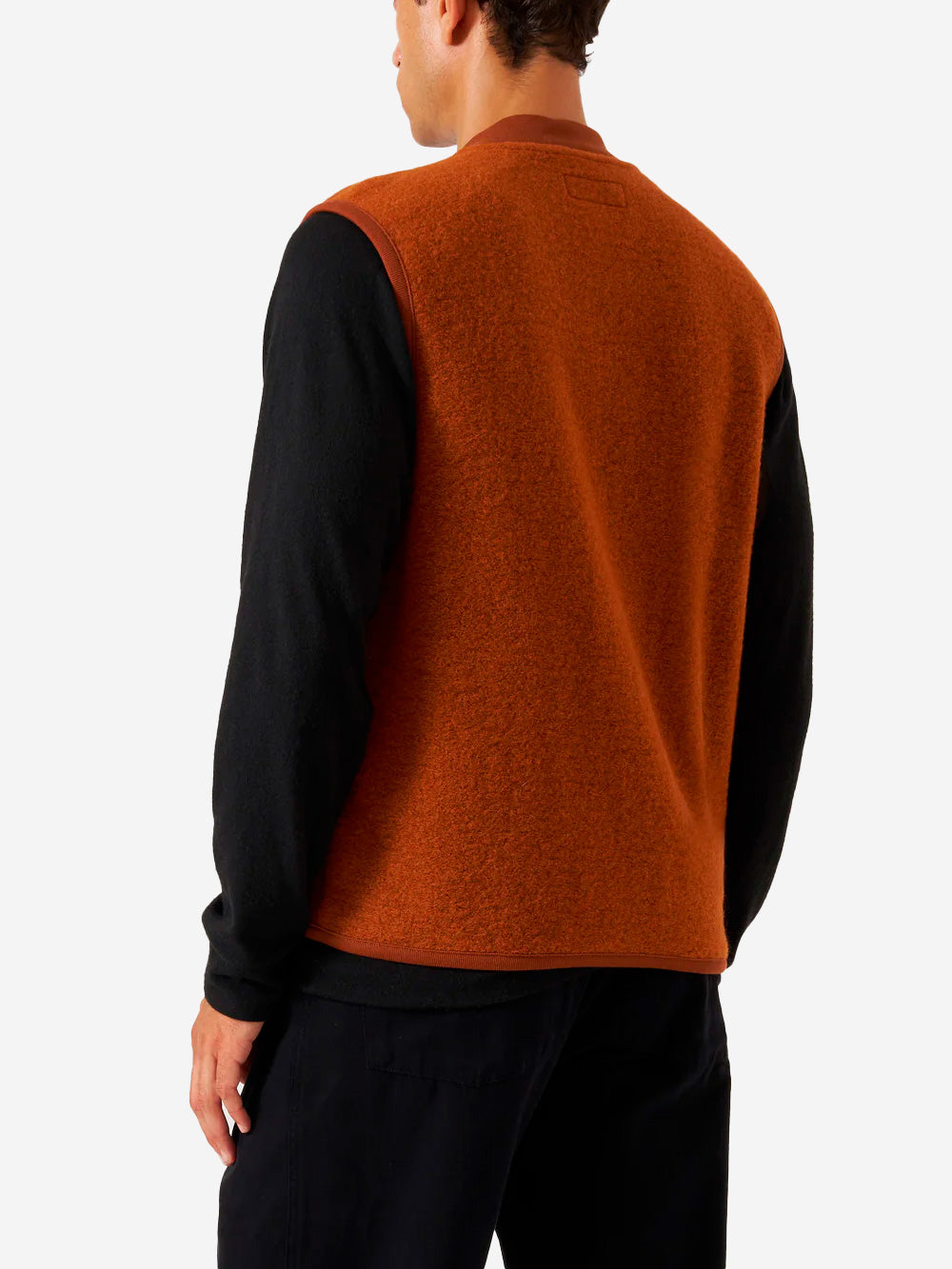 UNIVERSAL WORKS Gilet marrone ruggine in fleece di lana con zip Ruggine Urbanstaroma