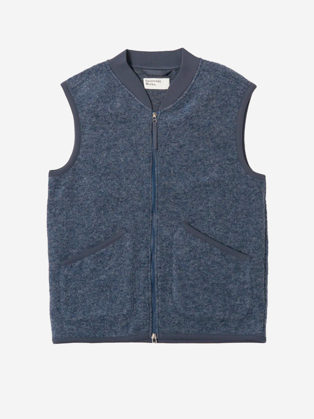 UNIVERSAL WORKS Gilet blu ardesia in fleece di lana con zip Blu ardesia Urbanstaroma