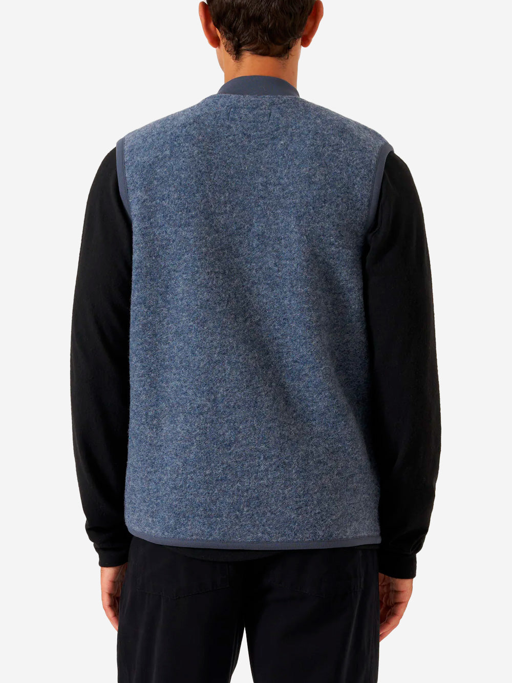 UNIVERSAL WORKS Gilet blu ardesia in fleece di lana con zip Blu ardesia Urbanstaroma