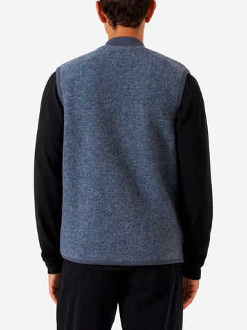 UNIVERSAL WORKS Gilet blu ardesia in fleece di lana con zip Blu ardesia