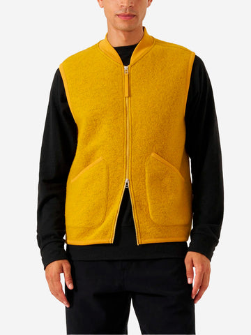 UNIVERSAL WORKS Gilet giallo in fleece di lana con zip Giallo
