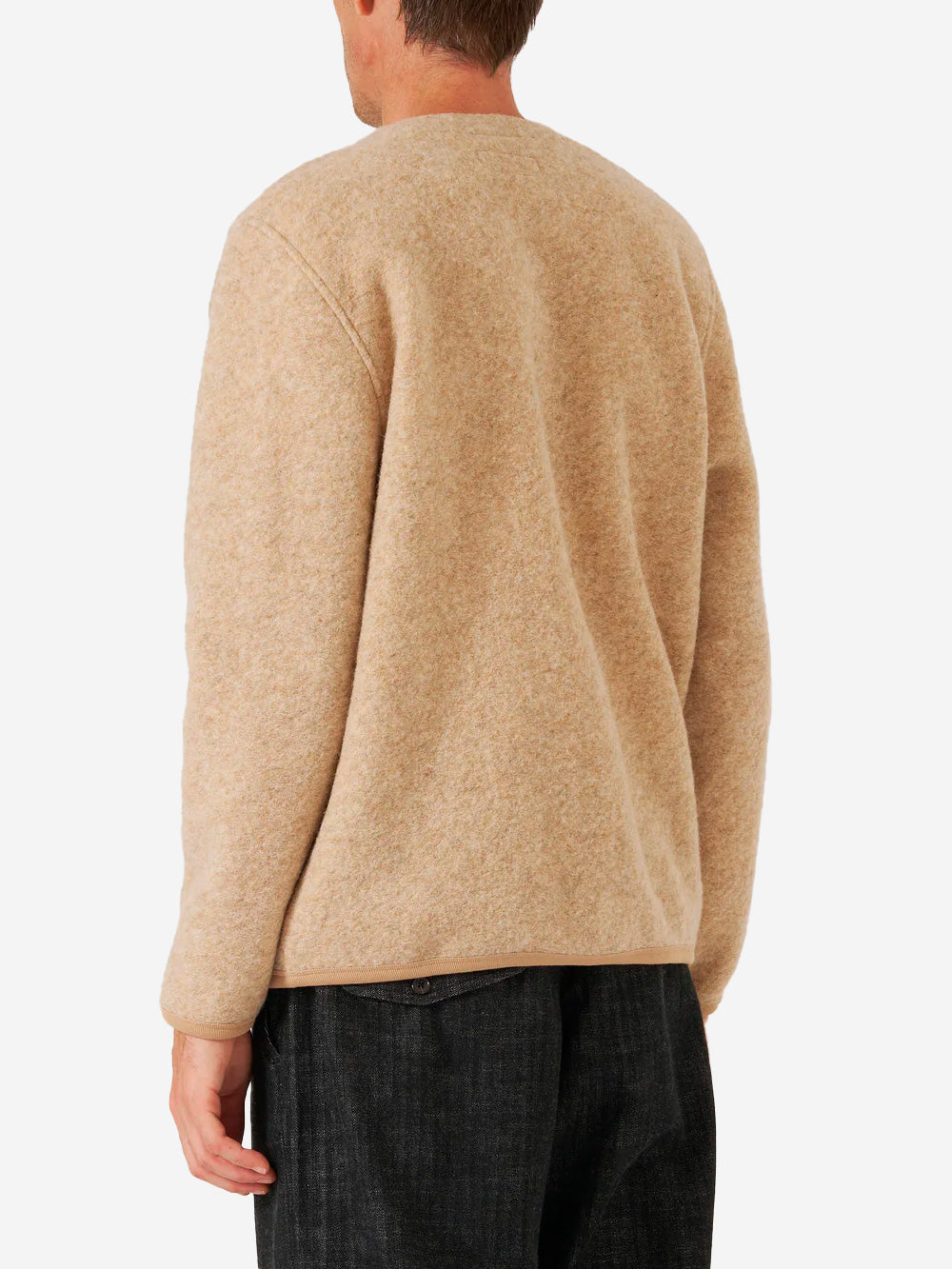 UNIVERSAL WORKS Cardigan beige in fleece di lana con tasche applicate Beige Urbanstaroma