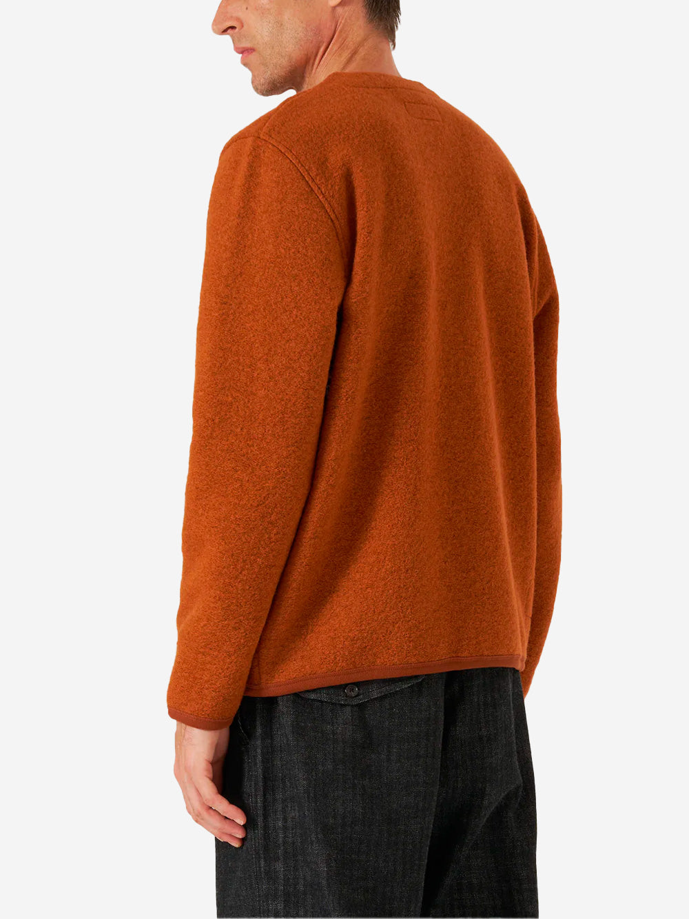 UNIVERSAL WORKS Cardigan ruggine in fleece di lana con tasche applicate Ruggine Urbanstaroma